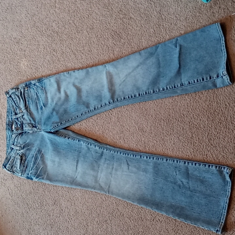 Silver Jeans Aiko Bootcut, light wash, whiskering. Sz 5, 27" x 31".
